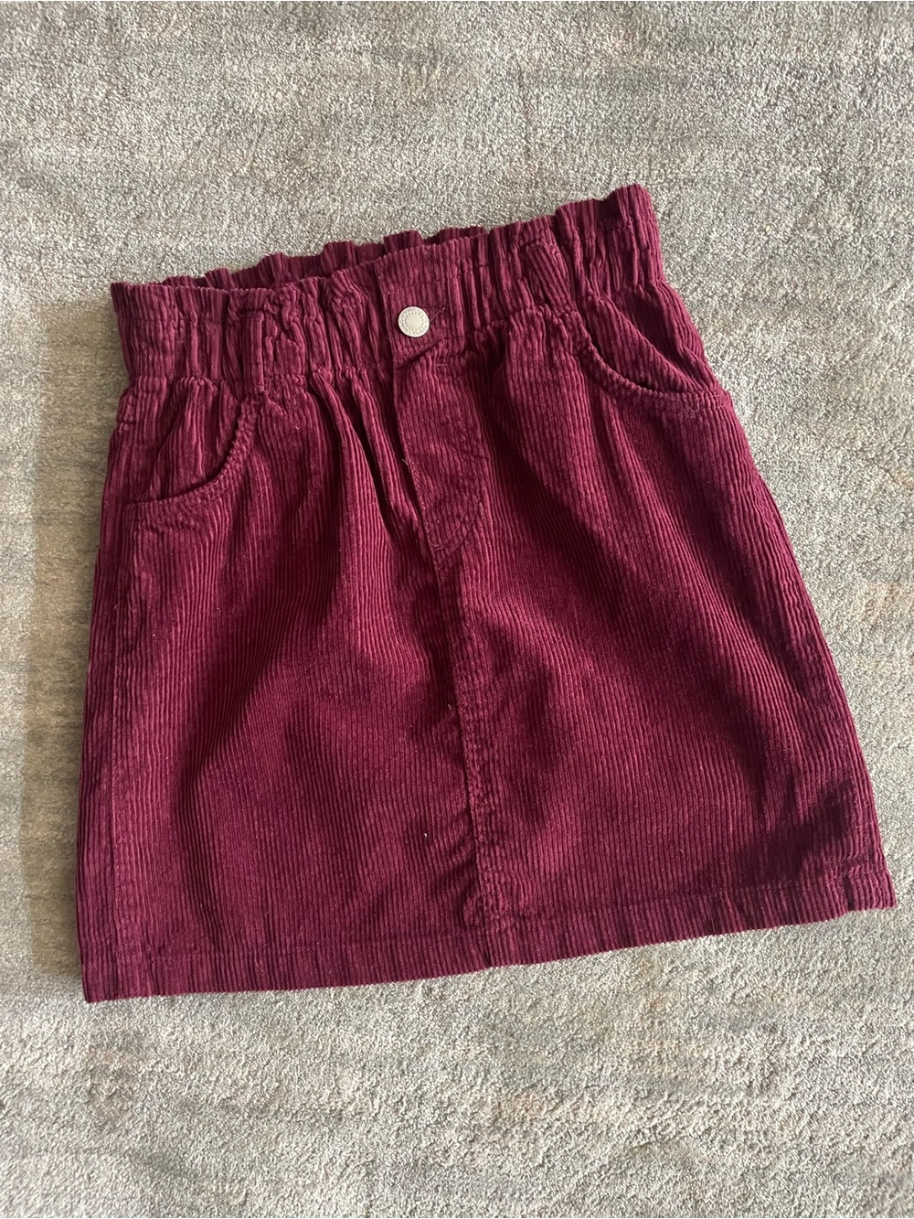 NWT H&M Kids Burgundy Maroon Corduroy Paperbag Mini Skirt 11-12Y 14